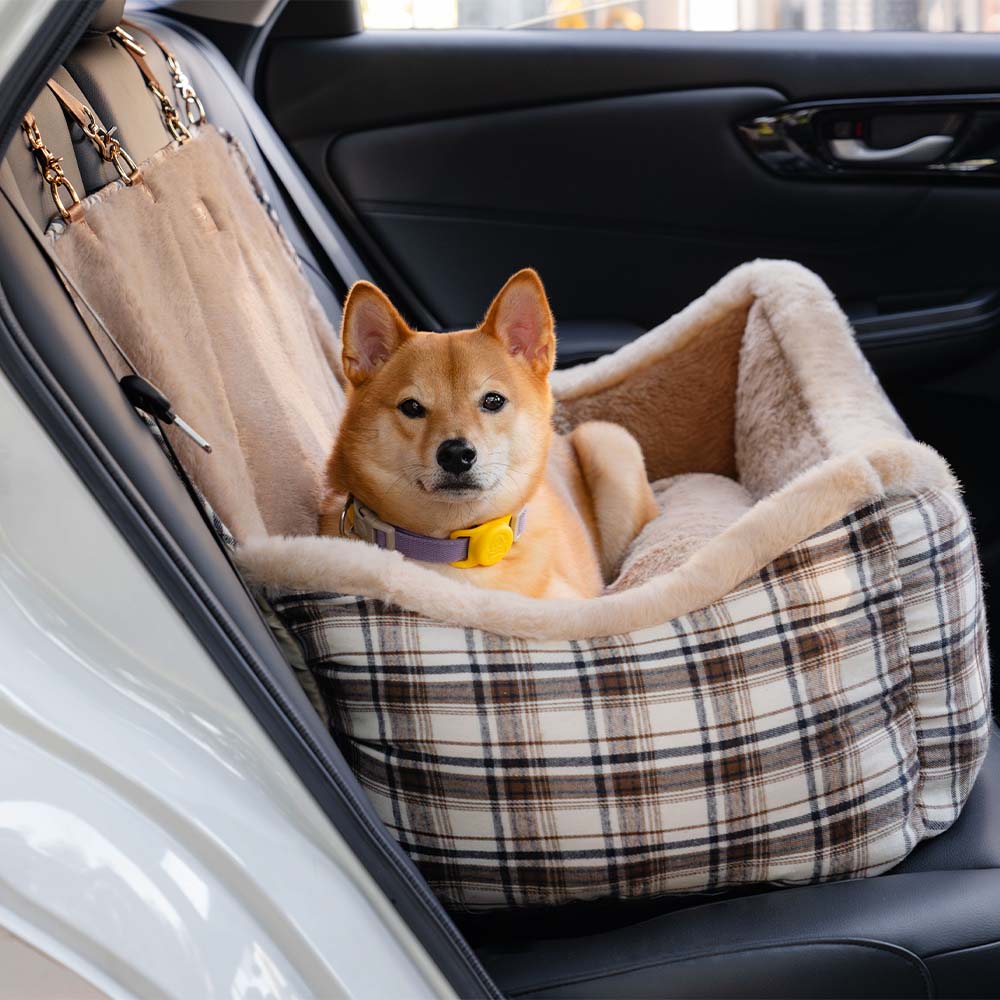 Pet Safety Large Classic Fluffy Booster Dog Car Seat-Keep Secure