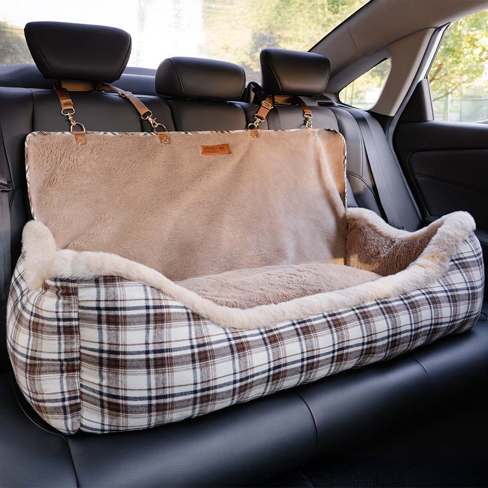 Pet Safety Large Classic Fluffy Booster Dog Car Seat-Keep Secure