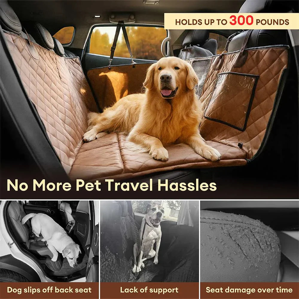 Pet Safety Sofa Premium Faux Leather Water-repellent Hammock Dog Car Seat Cover - RideProtector