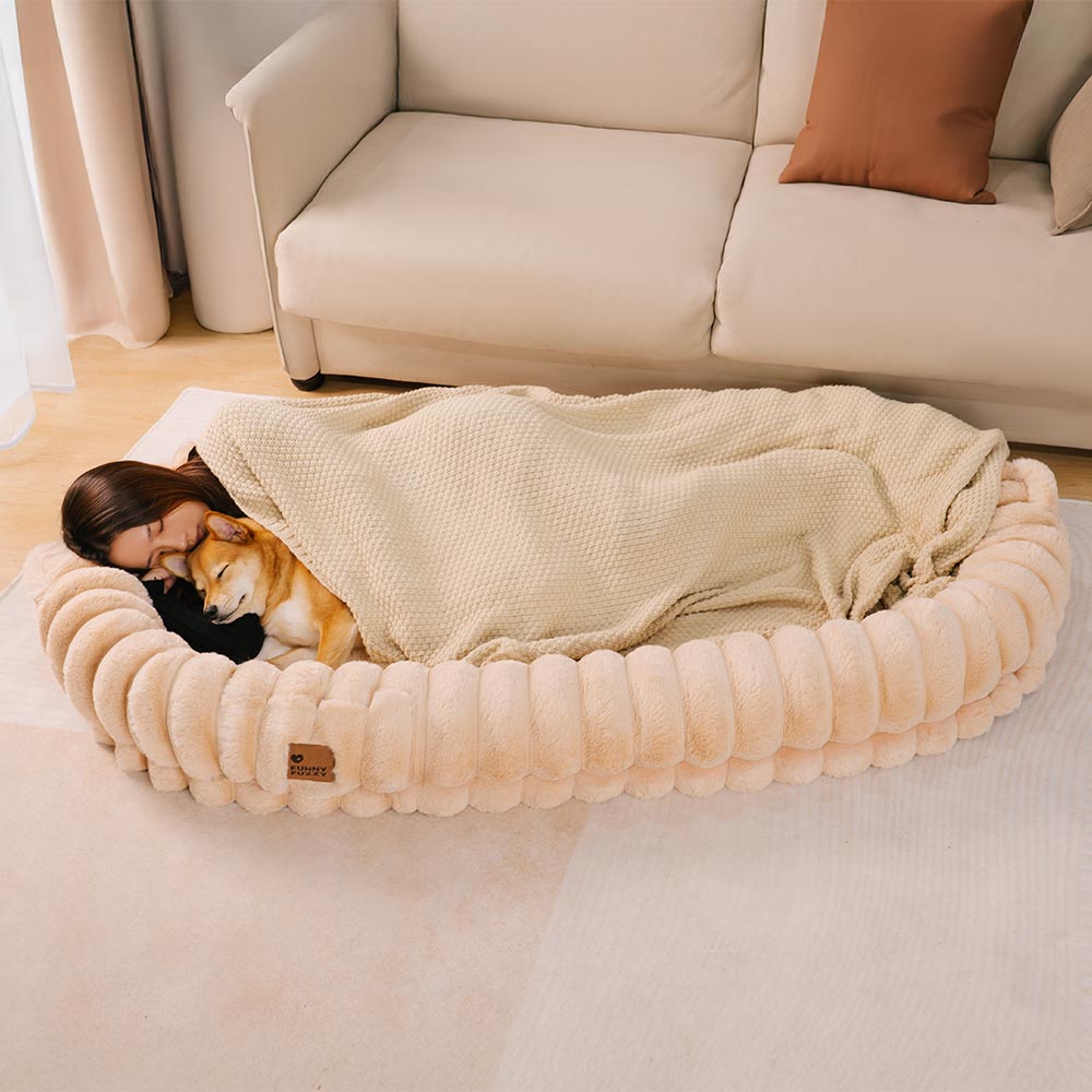 Pet Creamy Plush Super Large Donut Human Dog Bed - Cuddle Cradle