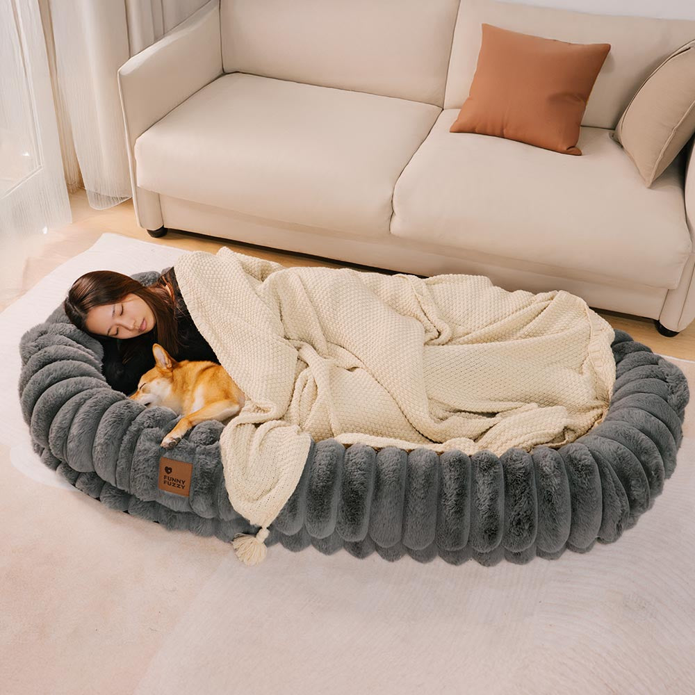 Pet Creamy Plush Super Large Donut Human Dog Bed - Cuddle Cradle