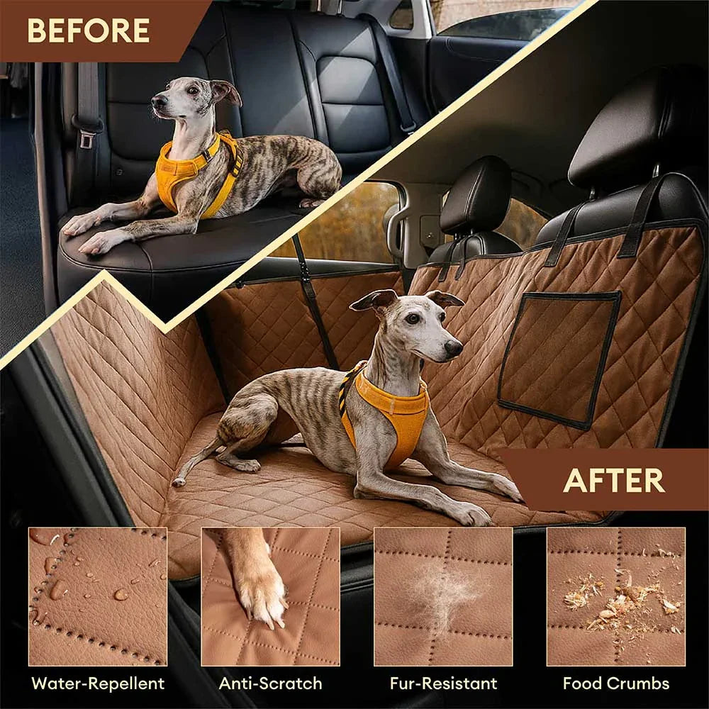 Pet Safety Sofa Premium Faux Leather Water-repellent Hammock Dog Car Seat Cover - RideProtector