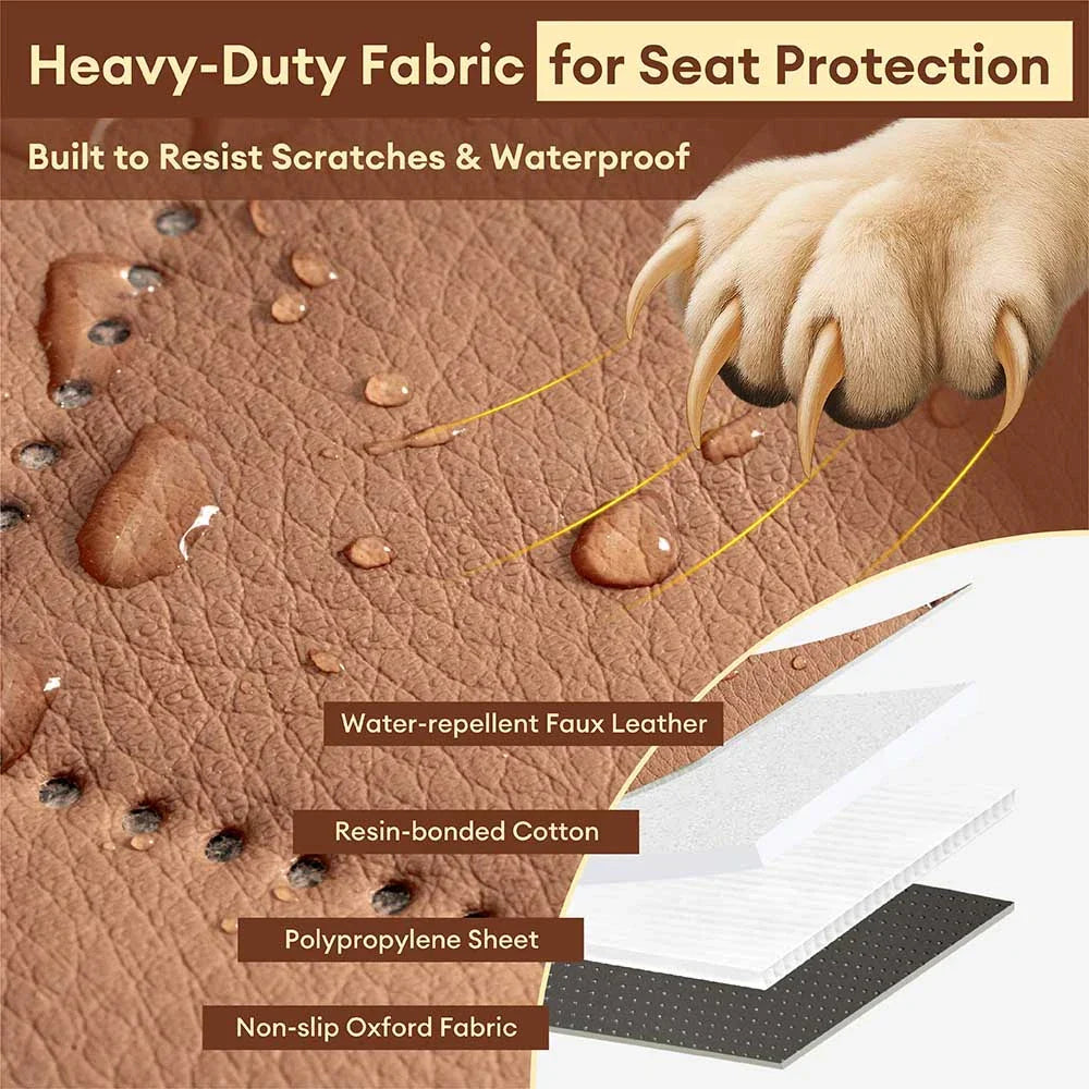 Pet Safety Sofa Premium Faux Leather Water-repellent Hammock Dog Car Seat Cover - RideProtector