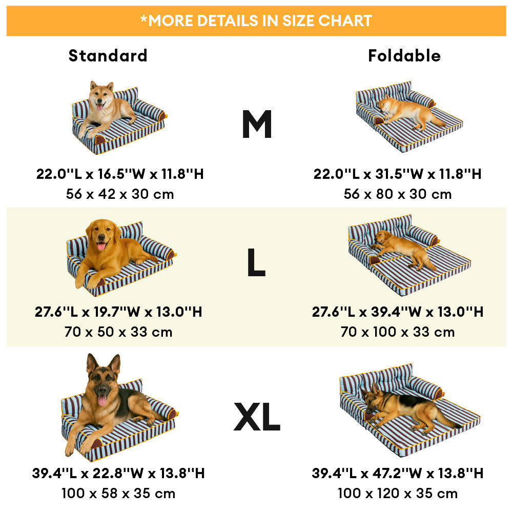 Pet Stripe Waterproof Foldable Large Dog Sofa Bed - Sunny Siesta