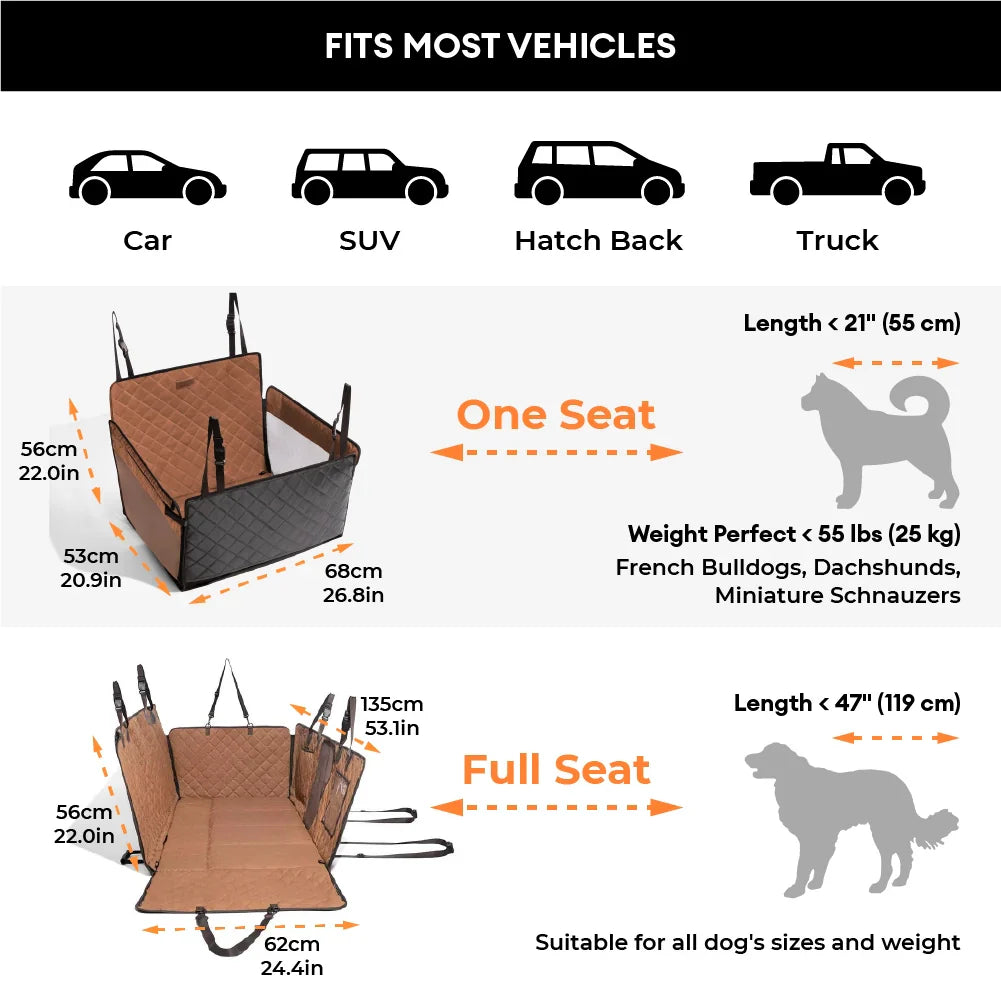 Pet Safety Sofa Premium Faux Leather Water-repellent Hammock Dog Car Seat Cover - RideProtector