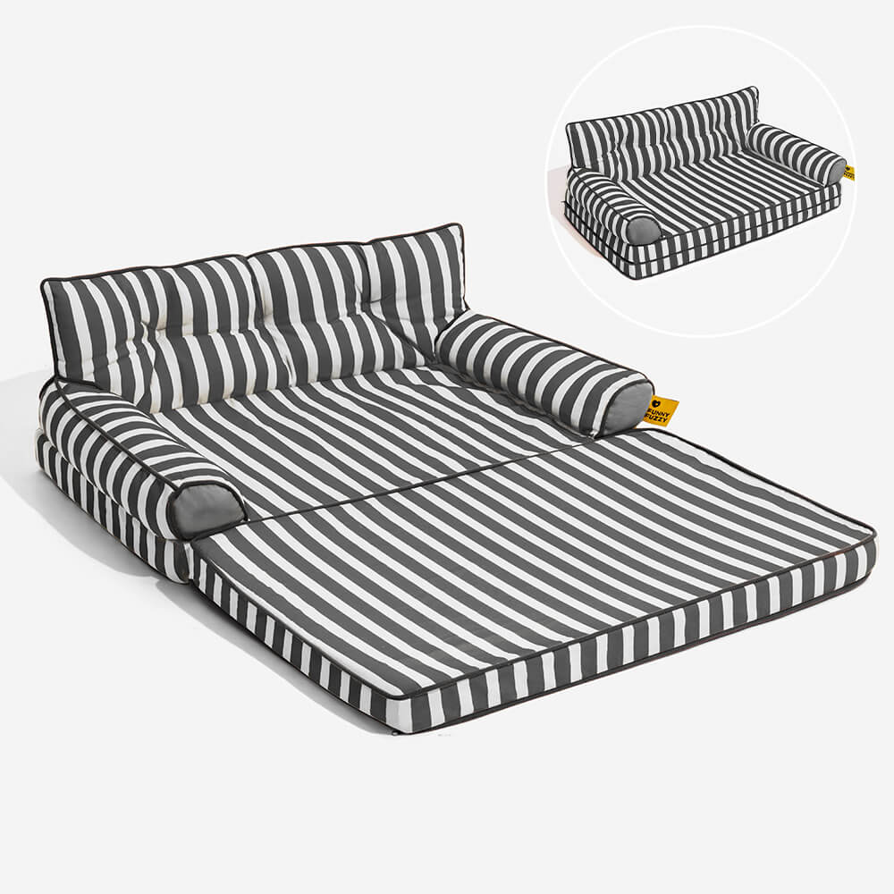 Pet Stripe Waterproof Foldable Large Dog Sofa Bed - Sunny Siesta