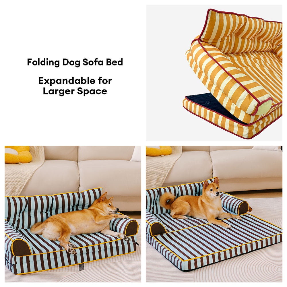 Pet Stripe Waterproof Foldable Large Dog Sofa Bed - Sunny Siesta