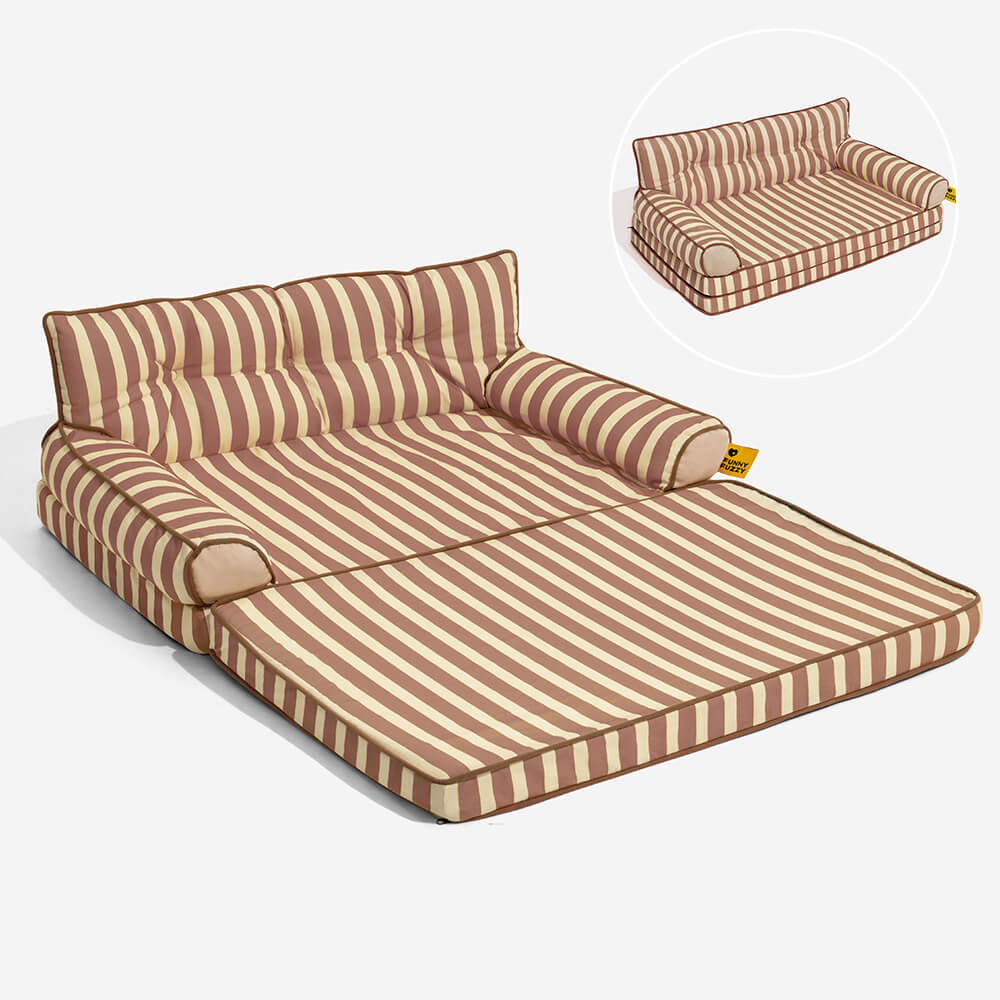 Pet Stripe Waterproof Foldable Large Dog Sofa Bed - Sunny Siesta