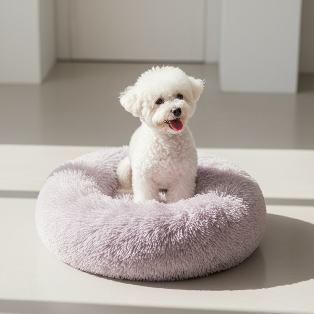 Pet Fuzzy Round Fluffy Dog Bed