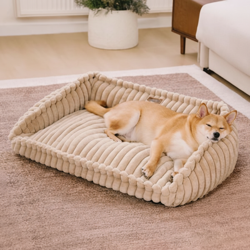 Pet Plush Warmth Removable Orthopedic Wedge Bolster Dog Sofa Bed - CozySlope