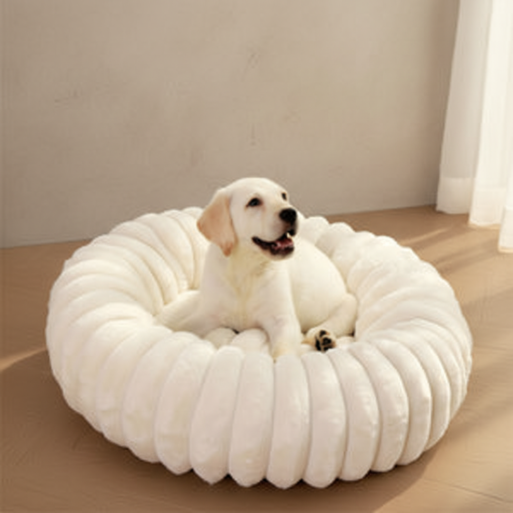 Pet Ultra-Soft Plush Round Donut Support Dog & Cat Bed