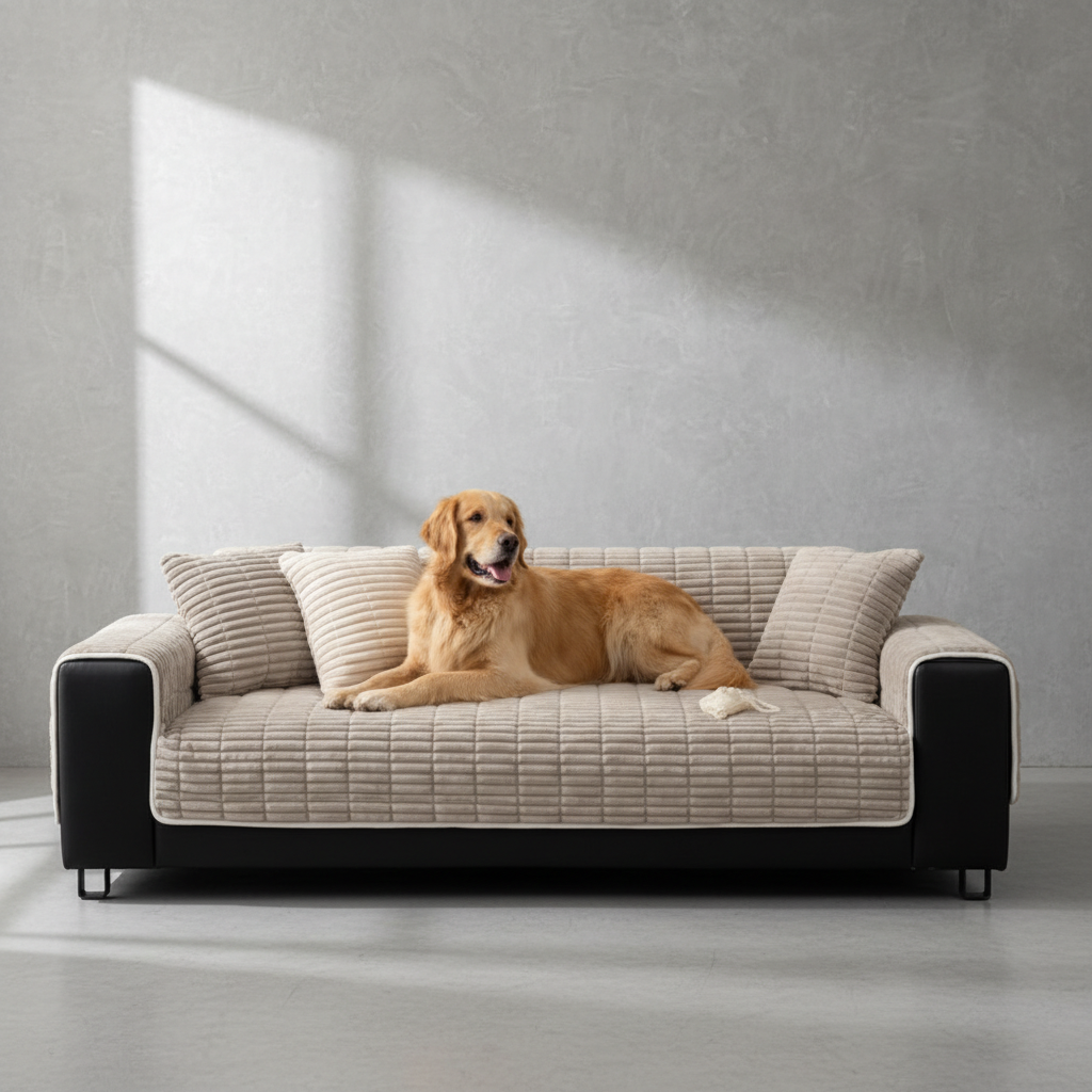 One-Piece Cozy Flannel Sofa Protection Non-Slip Couch Cover