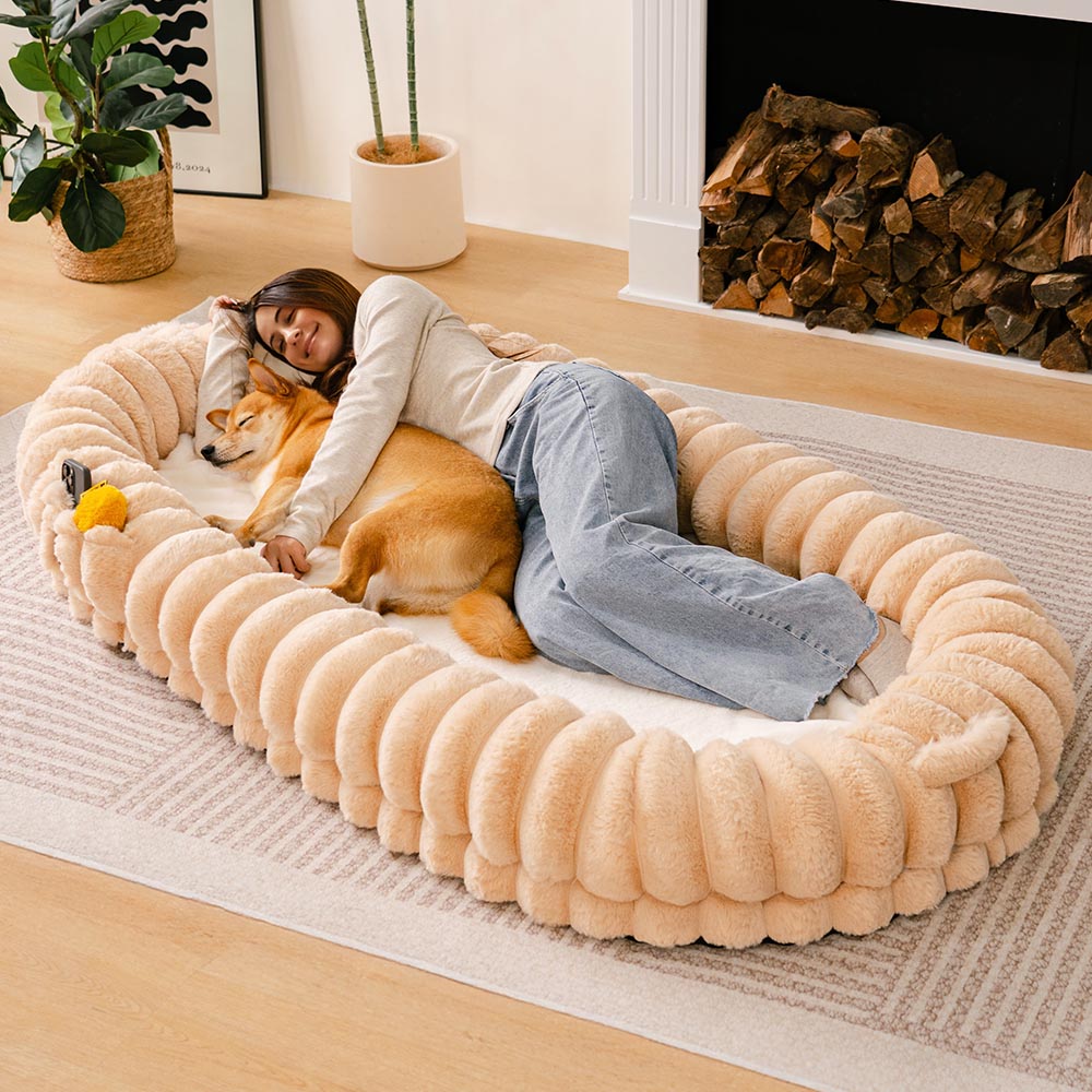Pet Creamy Plush Super Large Donut Human Dog Bed - Cuddle Cradle