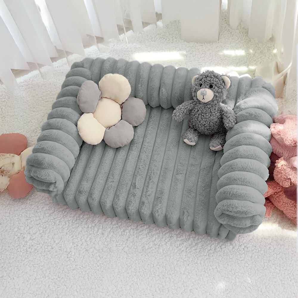 Pet Cream Fluffy Comfort Orthopedic Dog and Cat Sofa Bed
