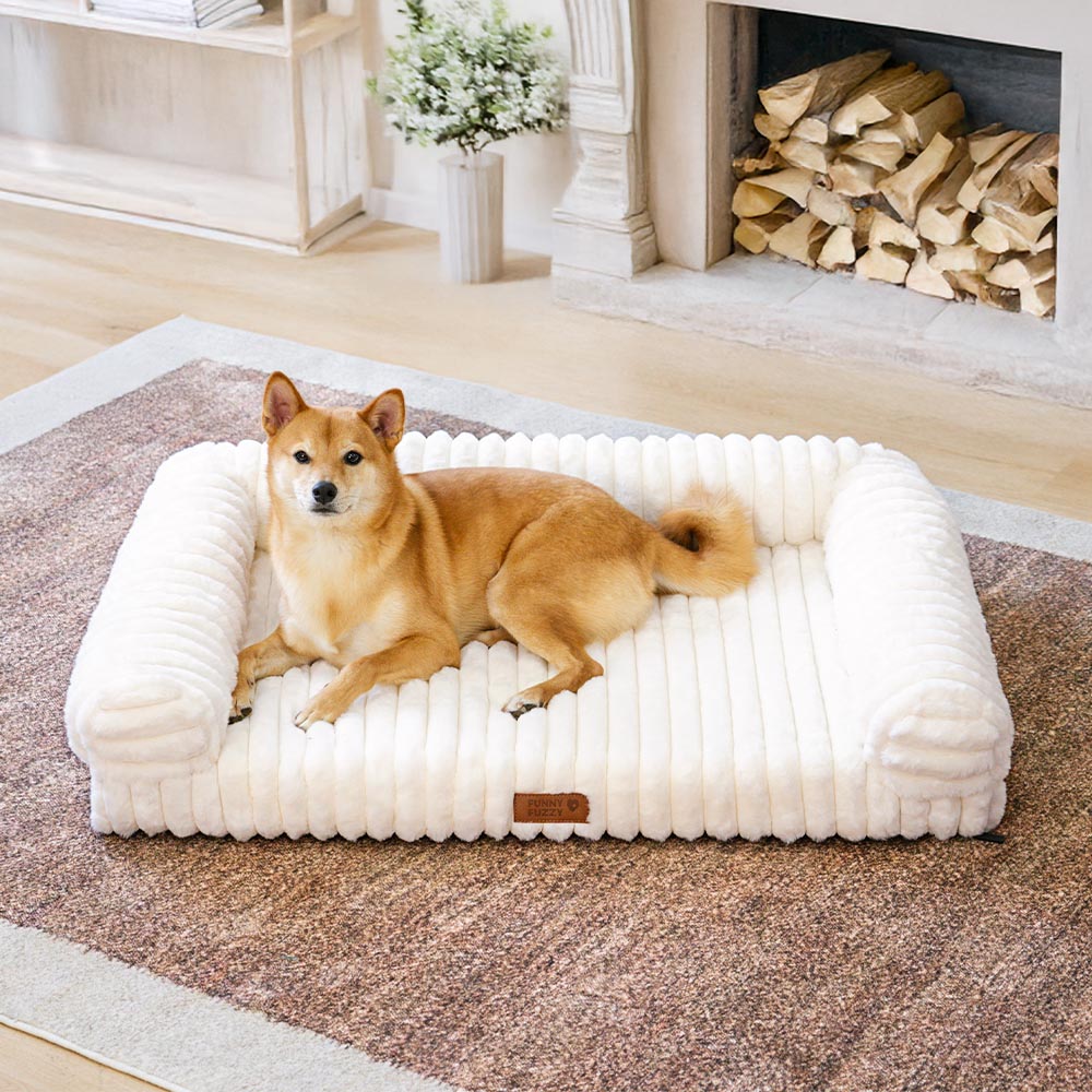 Pet Cream Fluffy Comfort Orthopedic Dog and Cat Sofa Bed