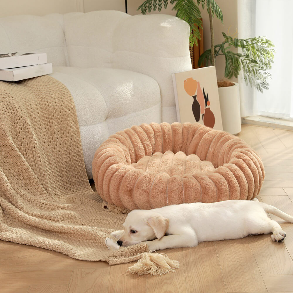 Pet Ultra-Soft Plush Round Donut Support Dog & Cat Bed