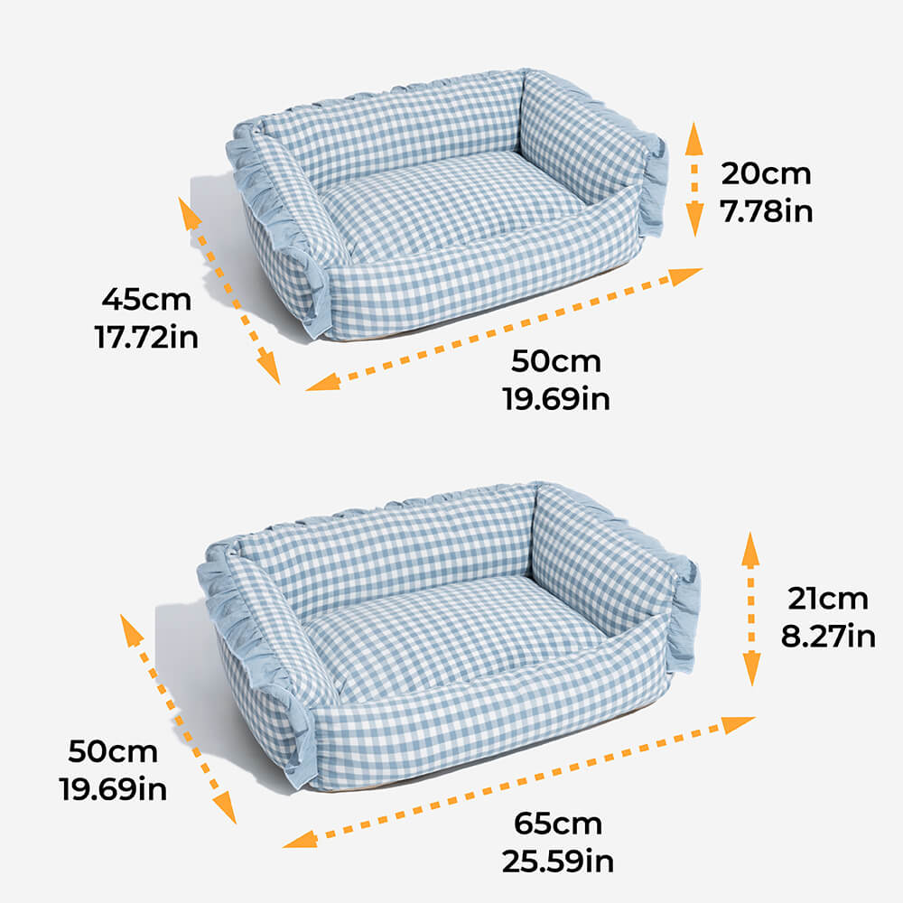 Pet Fashion Ruffle Plaid Detachable Warm Dog & Cat Bed