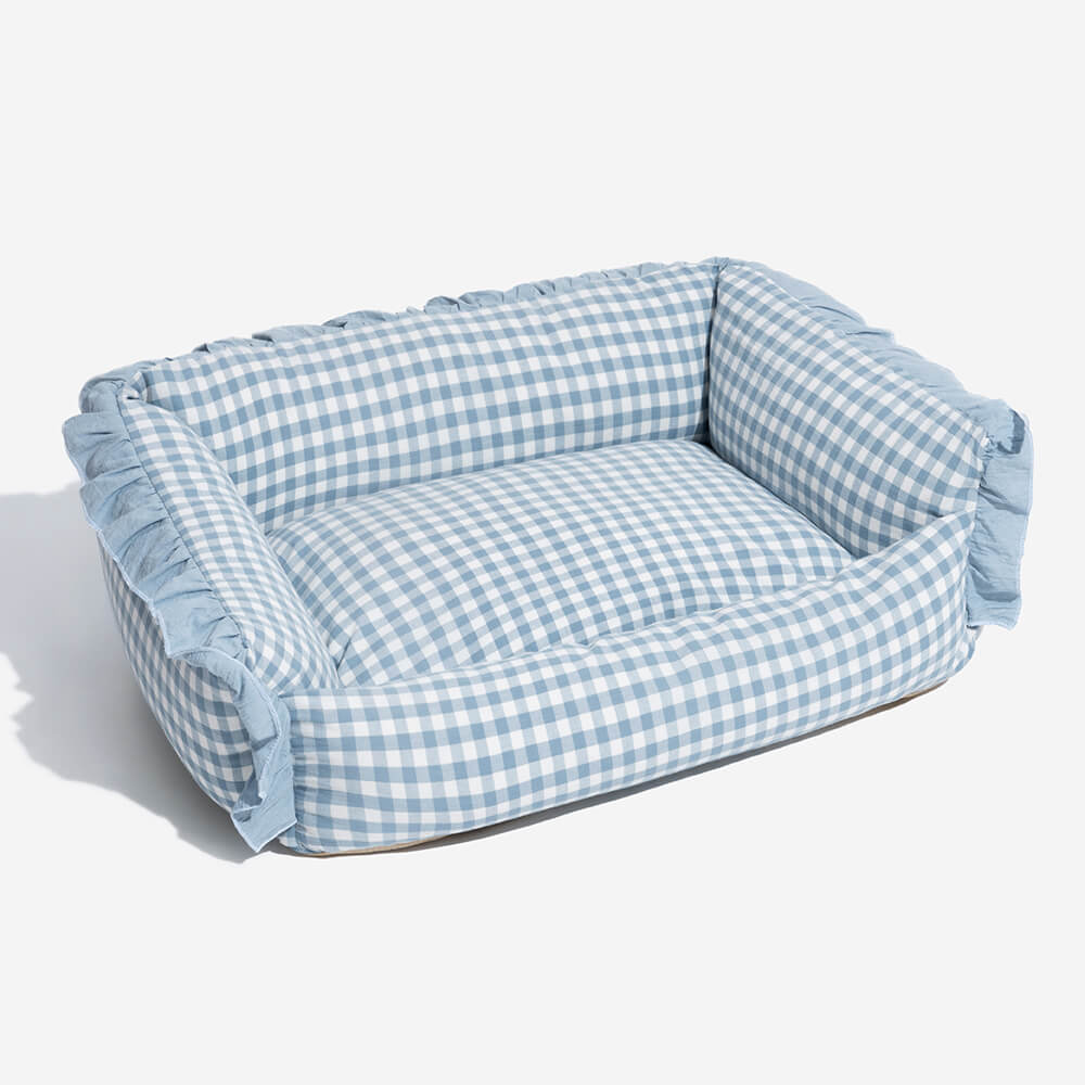 Pet Fashion Ruffle Plaid Detachable Warm Dog & Cat Bed