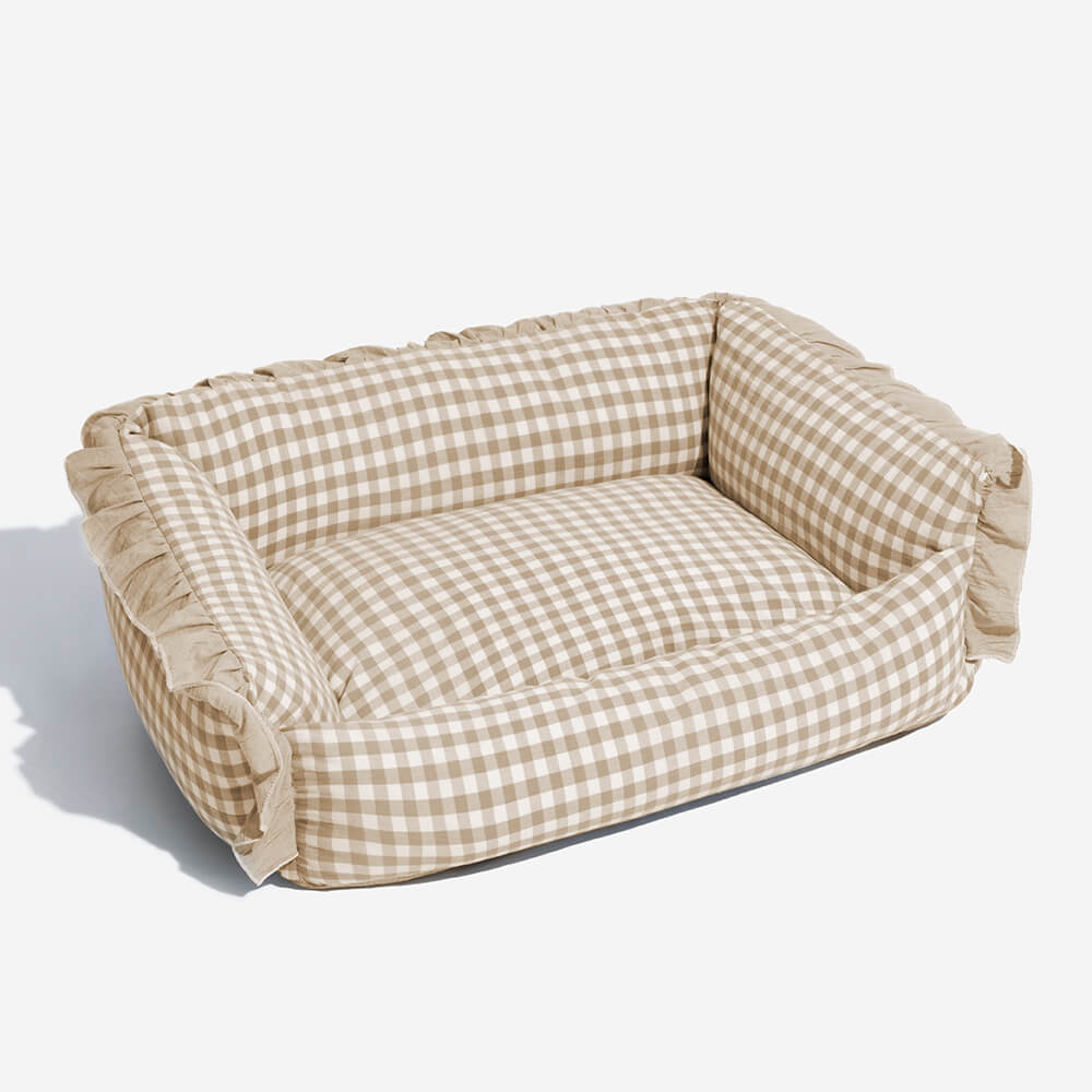 Pet Fashion Ruffle Plaid Detachable Warm Dog & Cat Bed