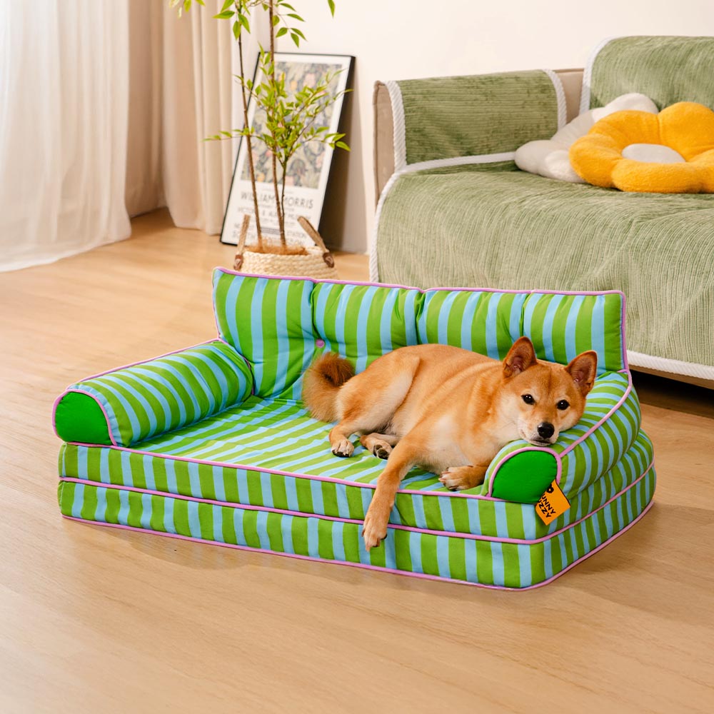Pet Stripe Waterproof Foldable Large Dog Sofa Bed - Sunny Siesta