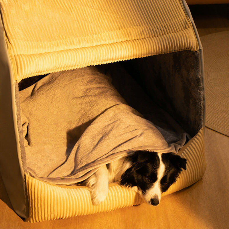 Pet Warm Flannel Detachable Semi-Enclosed Large Dog Tent Bed