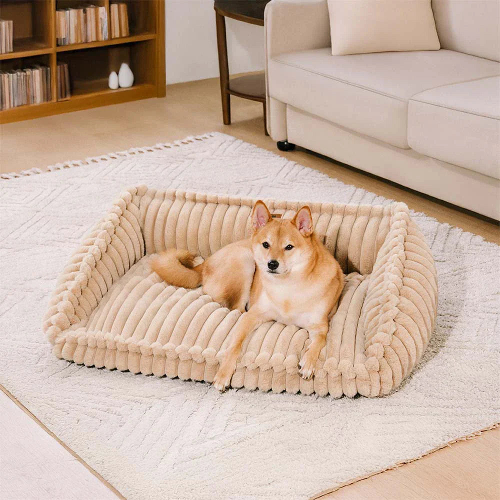 Pet Plush Warmth Removable Orthopedic Wedge Bolster Dog Sofa Bed - CozySlope