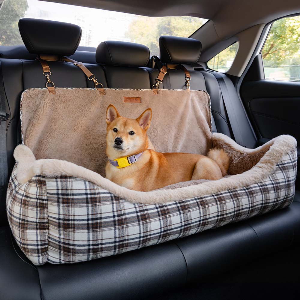 Pet Safety Large Classic Fluffy Booster Dog Car Seat-Keep Secure