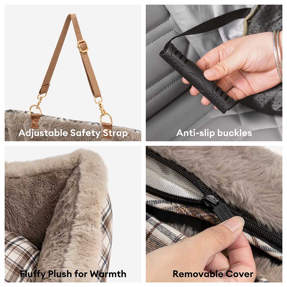 Pet Safety Large Classic Fluffy Booster Dog Car Seat-Keep Secure