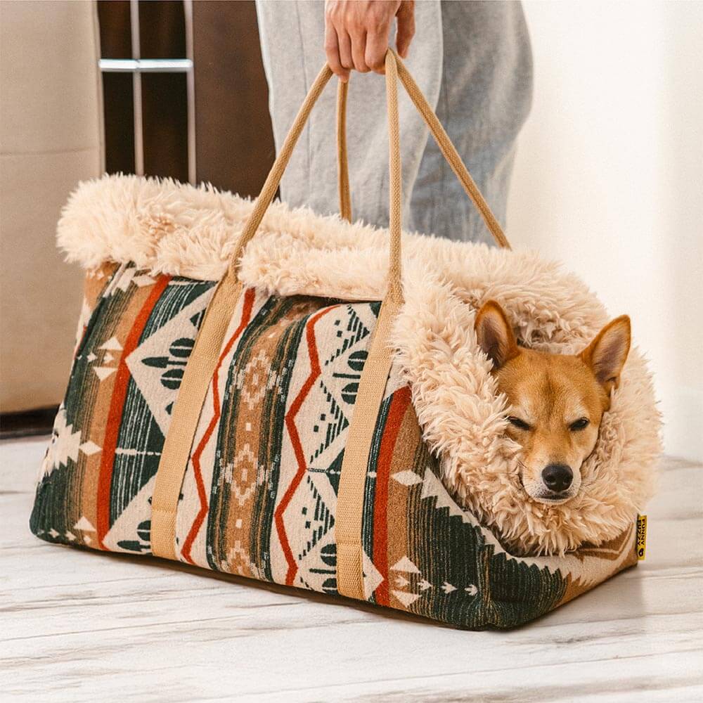 Safety Large Reversible All-Season Indie Boho Pet Carrier and Dog Snuggle Sleeping Bag - Wondernap