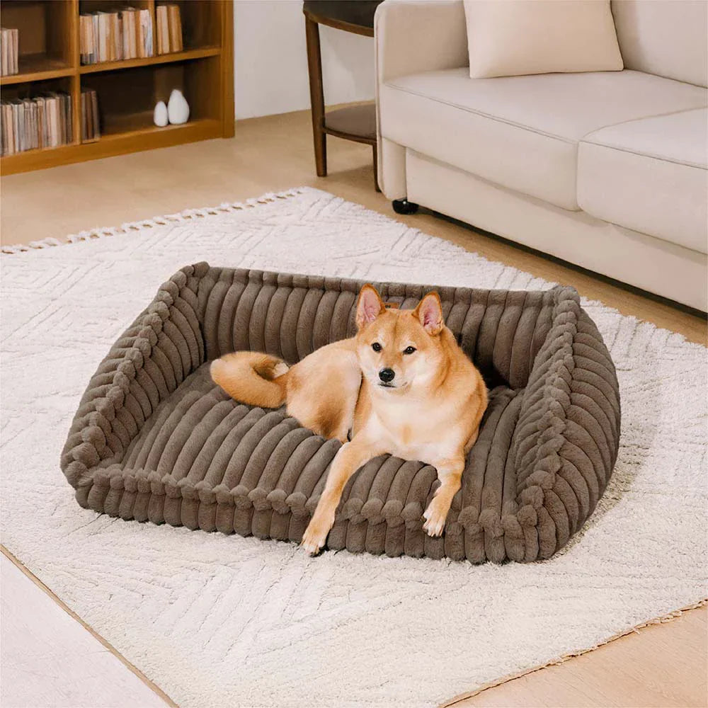 Pet Plush Warmth Removable Orthopedic Wedge Bolster Dog Sofa Bed - CozySlope