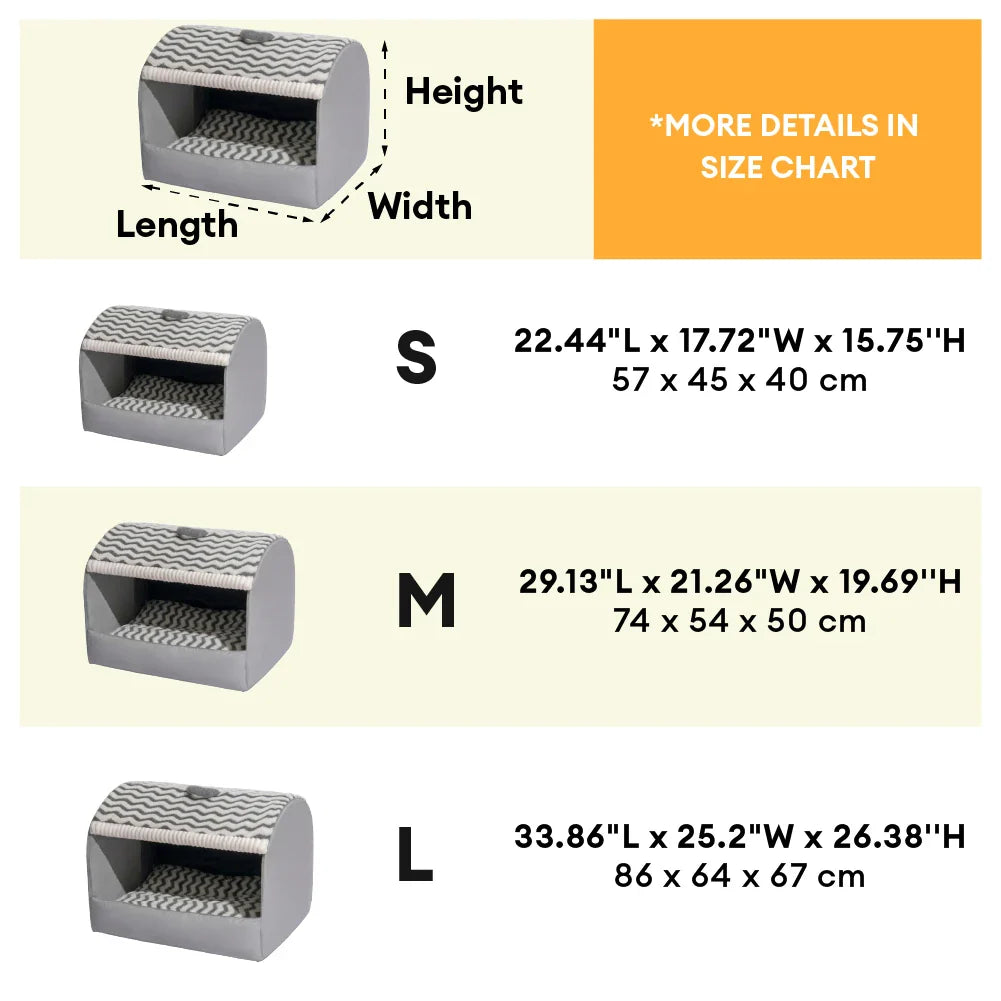 Pet Cozy Cabin Portable Semi-Enclosed Dog Bed with Roof Warming And Durable