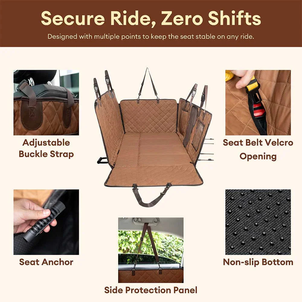 Pet Safety Sofa Premium Faux Leather Water-repellent Hammock Dog Car Seat Cover - RideProtector