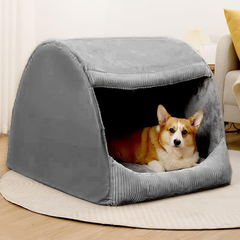 Pet Warm Flannel Detachable Semi-Enclosed Large Dog Tent Bed