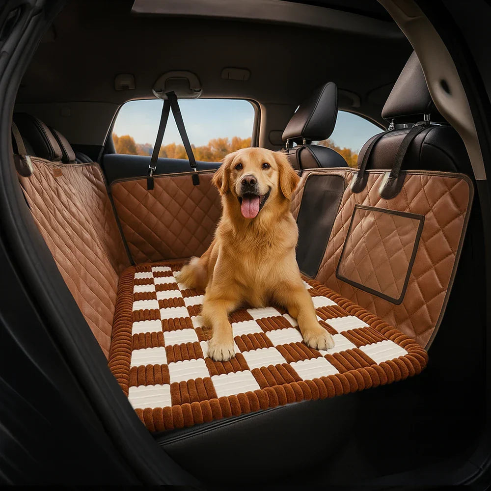 Pet Safety Sofa Premium Faux Leather Water-repellent Hammock Dog Car Seat Cover - RideProtector