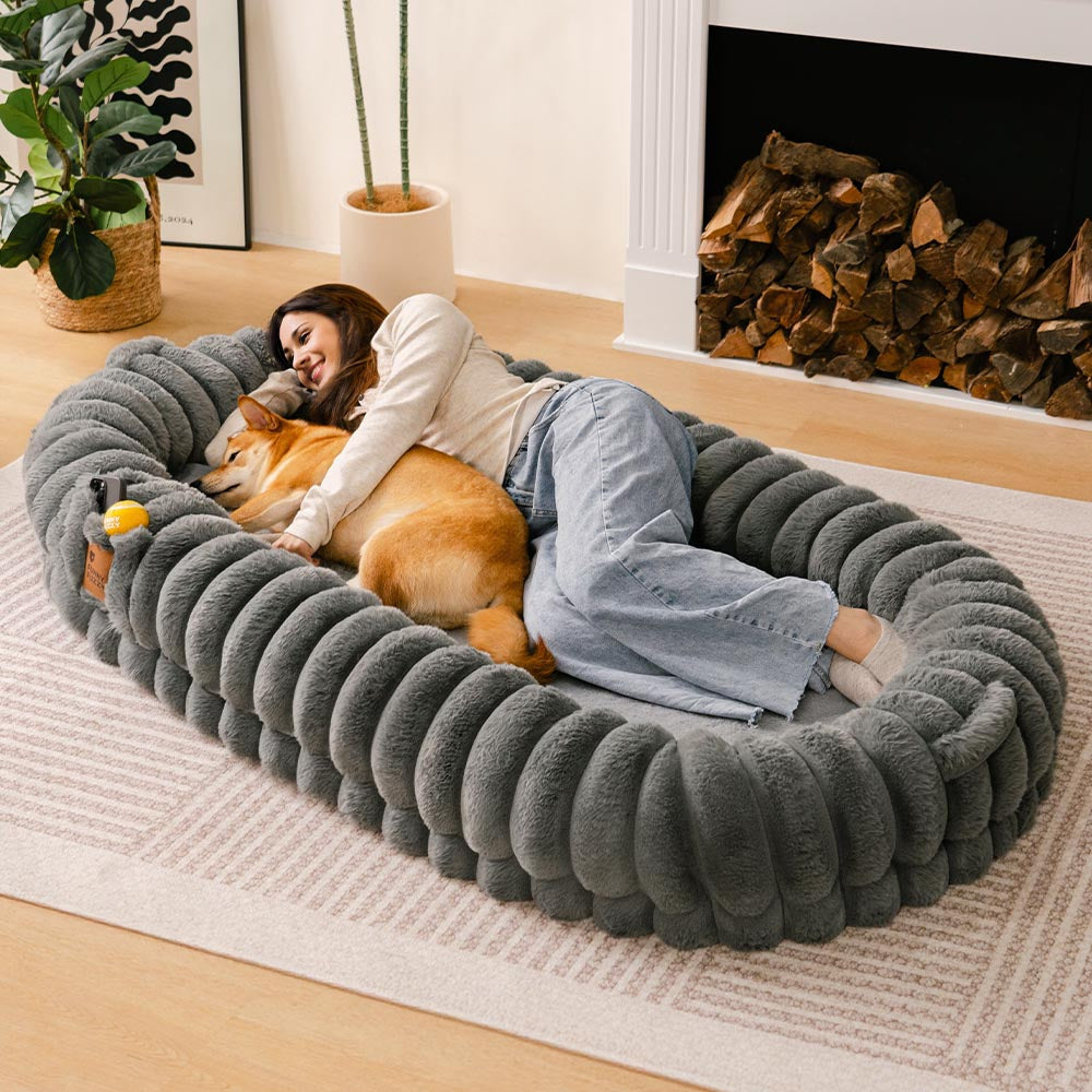 Pet Creamy Plush Super Large Donut Human Dog Bed - Cuddle Cradle