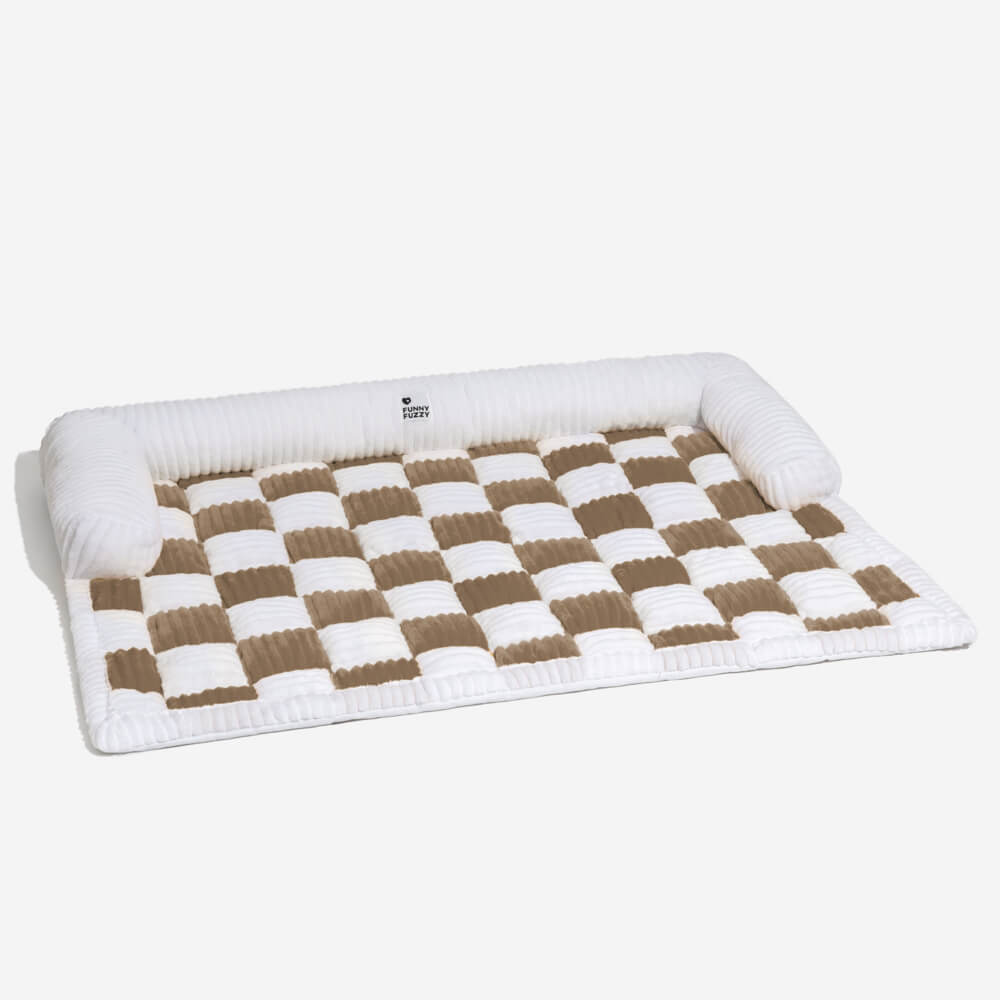 Pet Sofa Cream Square Plaid Cozy Dog Mat Furniture Protector Cover