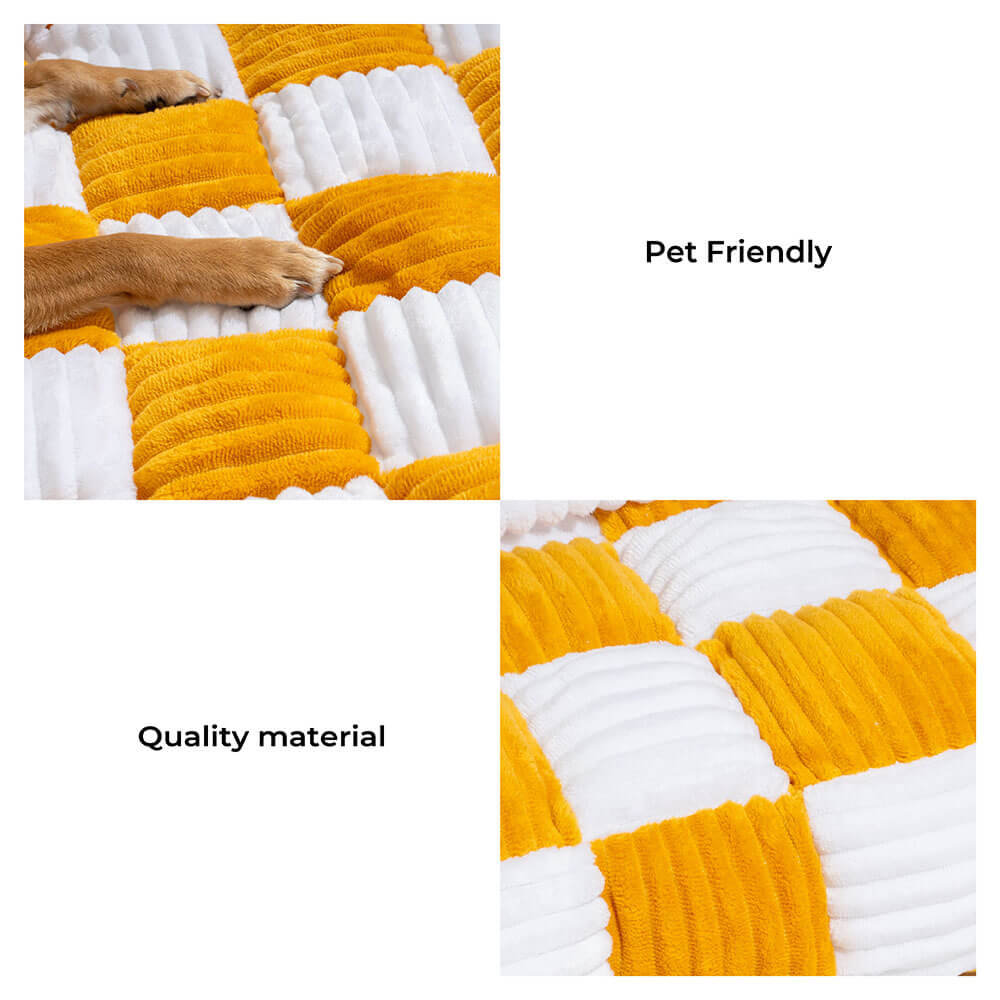 Pet Sofa Cream Square Plaid Cozy Dog Mat Furniture Protector Cover