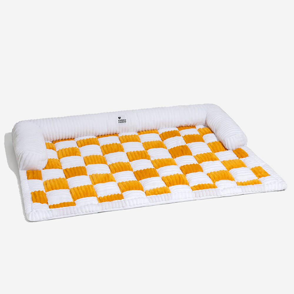 Pet Sofa Cream Square Plaid Cozy Dog Mat Furniture Protector Cover