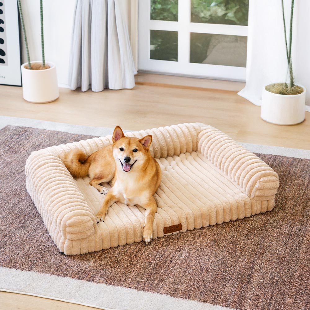 Pet Cream Fluffy Comfort Orthopedic Dog and Cat Sofa Bed