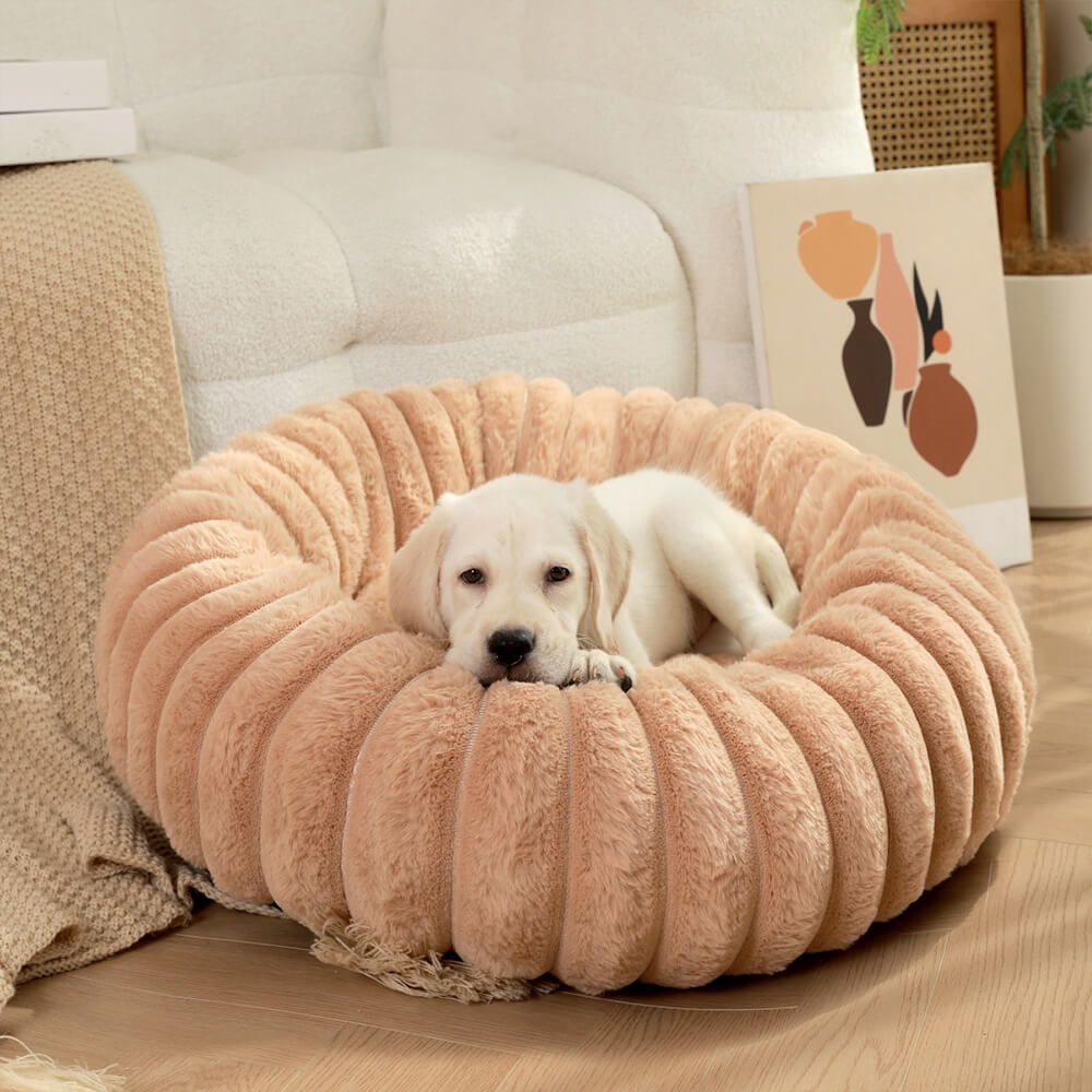 Pet Ultra-Soft Plush Round Donut Support Dog & Cat Bed