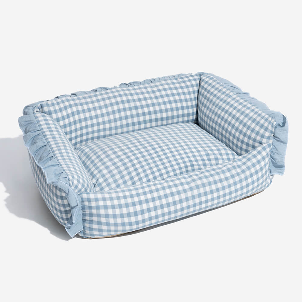 Pet Fashion Ruffle Plaid Detachable Warm Dog & Cat Bed