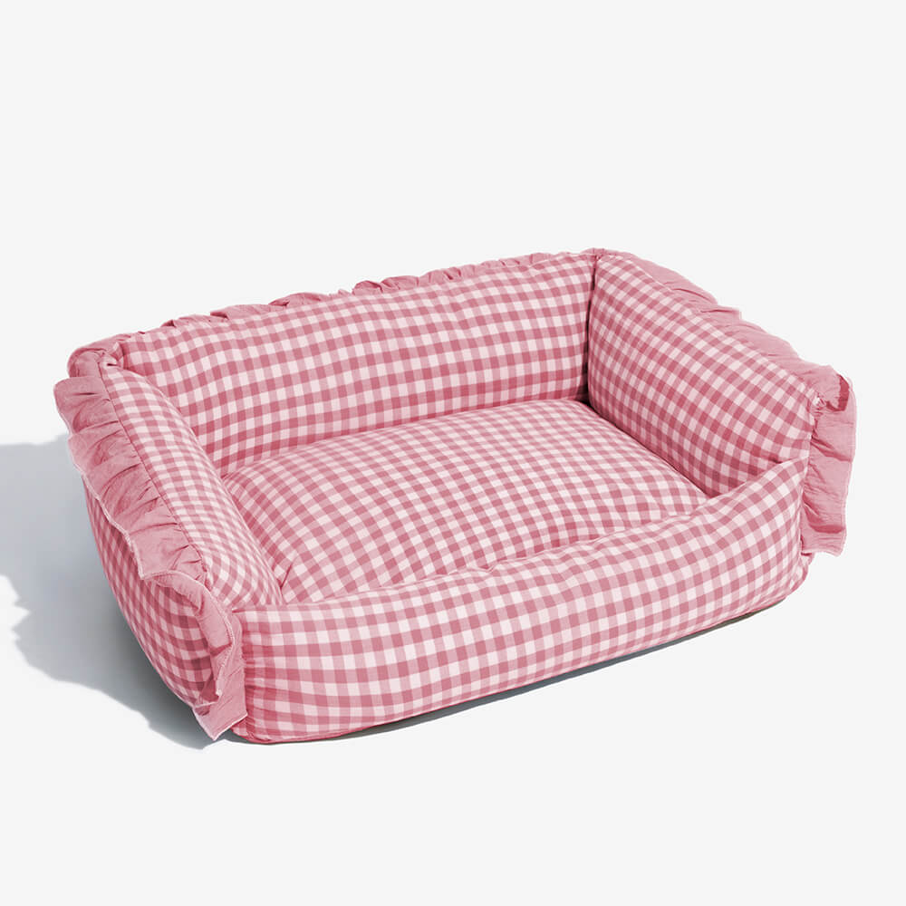 Pet Fashion Ruffle Plaid Detachable Warm Dog & Cat Bed