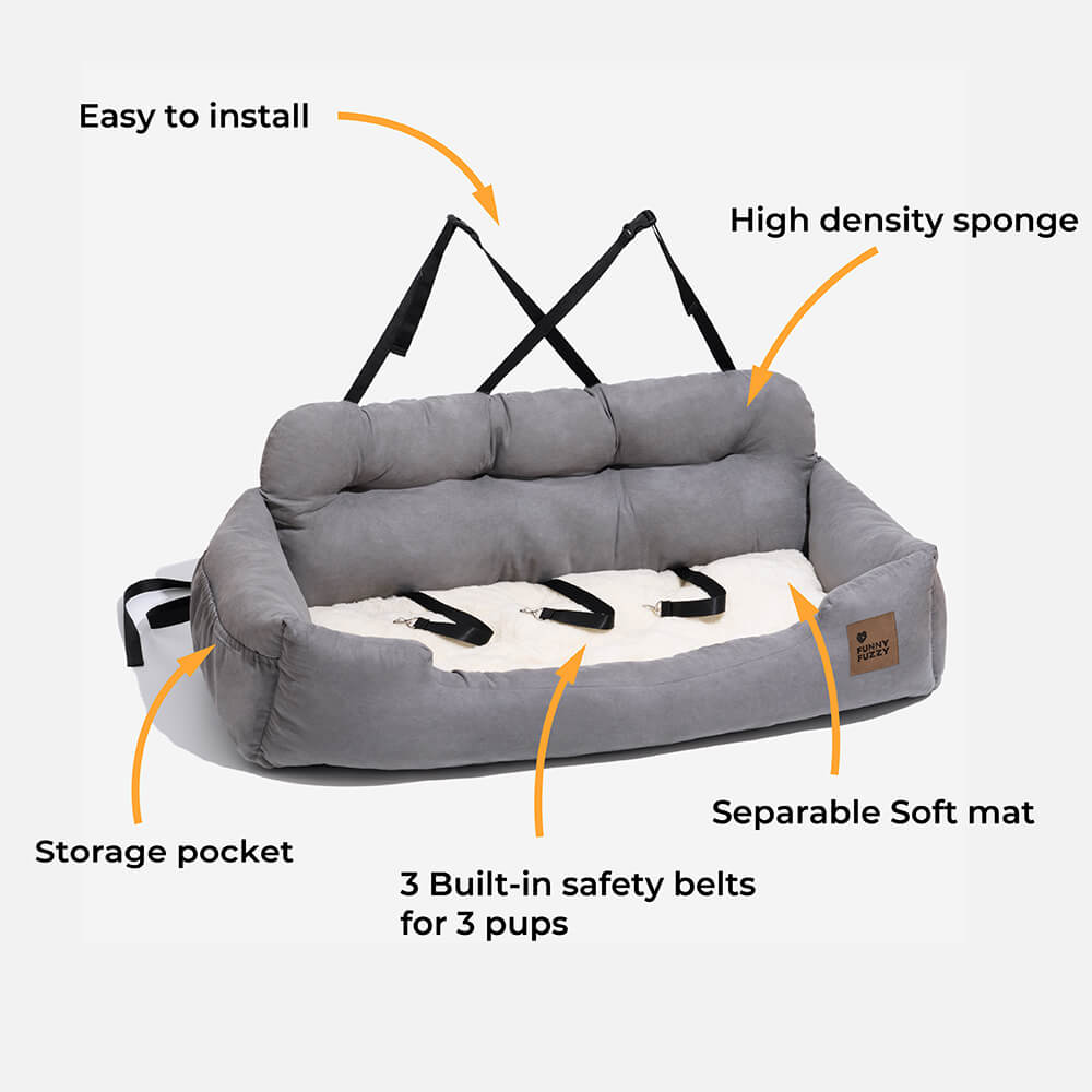 Pet Travel Bolster Safety Medium Large Dog Car Back Seat Bed