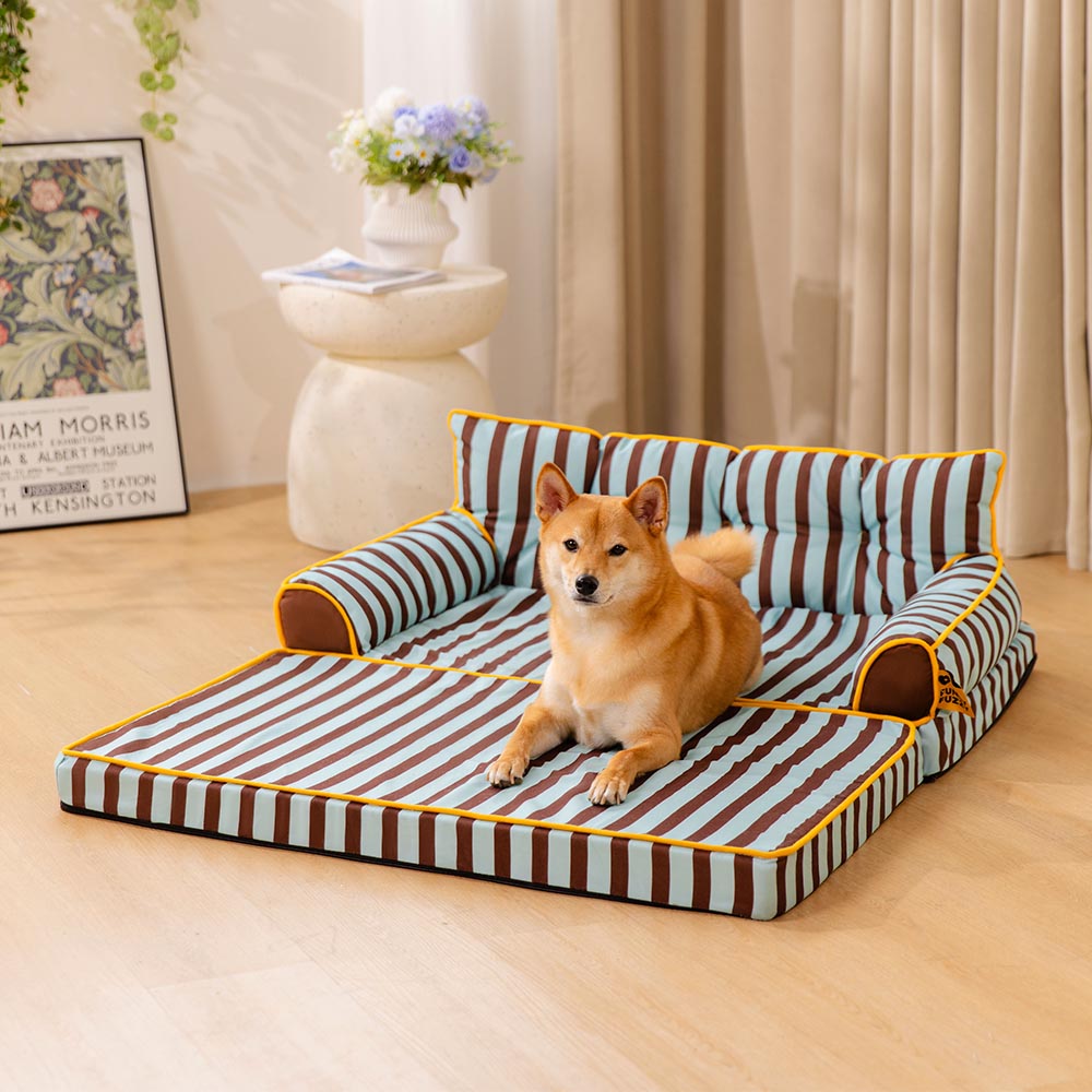 Pet Stripe Waterproof Foldable Large Dog Sofa Bed - Sunny Siesta