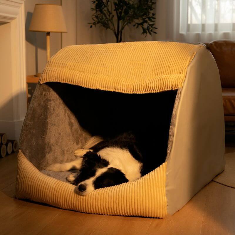Pet Warm Flannel Detachable Semi-Enclosed Large Dog Tent Bed