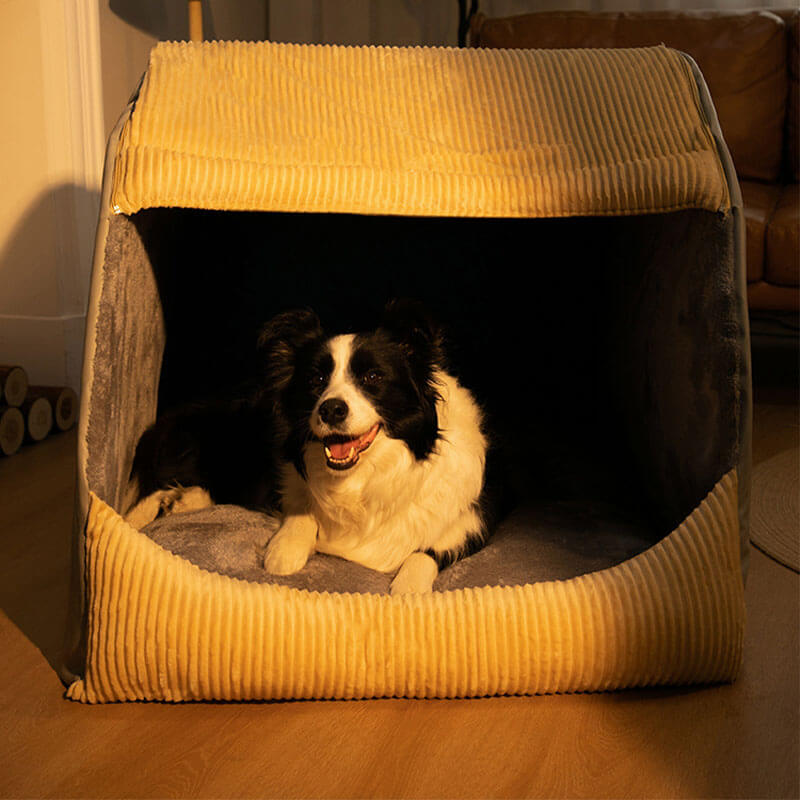 Pet Warm Flannel Detachable Semi-Enclosed Large Dog Tent Bed