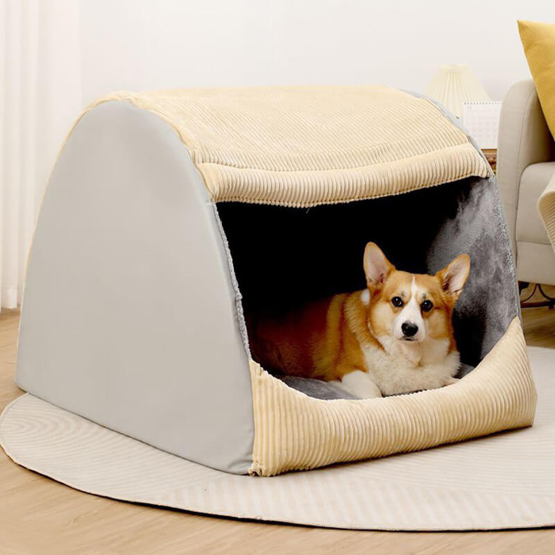 Pet Warm Flannel Detachable Semi-Enclosed Large Dog Tent Bed