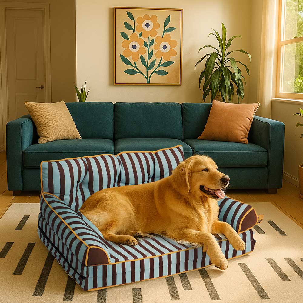 Pet Stripe Waterproof Foldable Large Dog Sofa Bed - Sunny Siesta