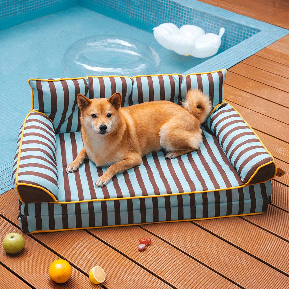 Pet Stripe Waterproof Foldable Large Dog Sofa Bed - Sunny Siesta